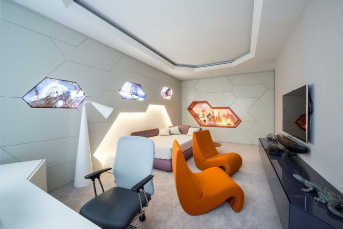 diseño de interiores de dormitorio de alta tecnología