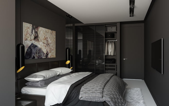 dormitorio en negro en estilo moderno