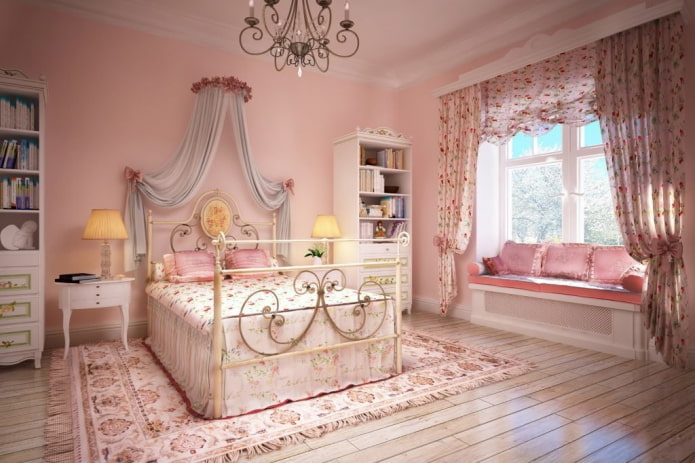 dormitorio rosa en estilo provenzal