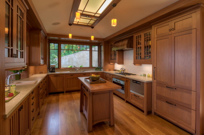 interior de la cocina en estilo japonés