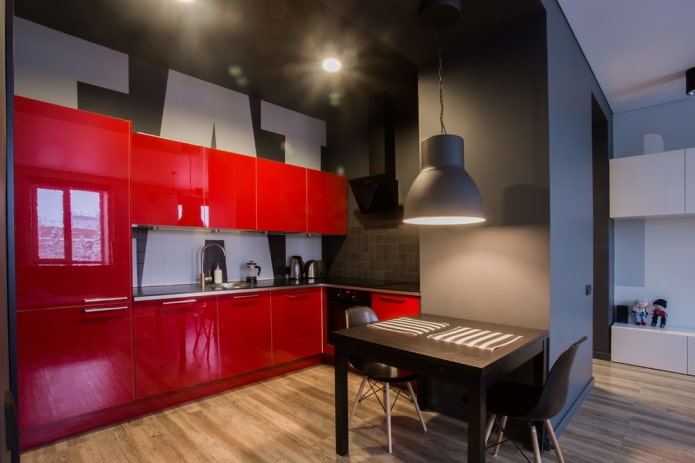 muebles de cocina en tonos rojos