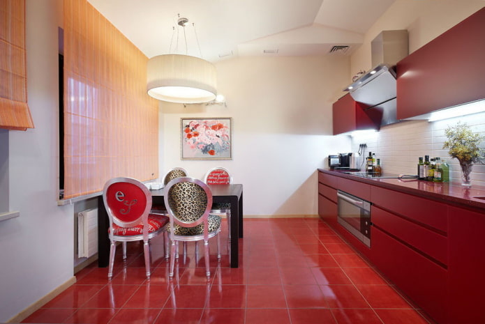 decoración de cocina en tonos rojos