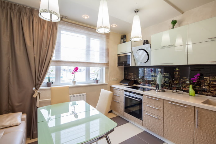 interior de la cocina en colores blanco y beige