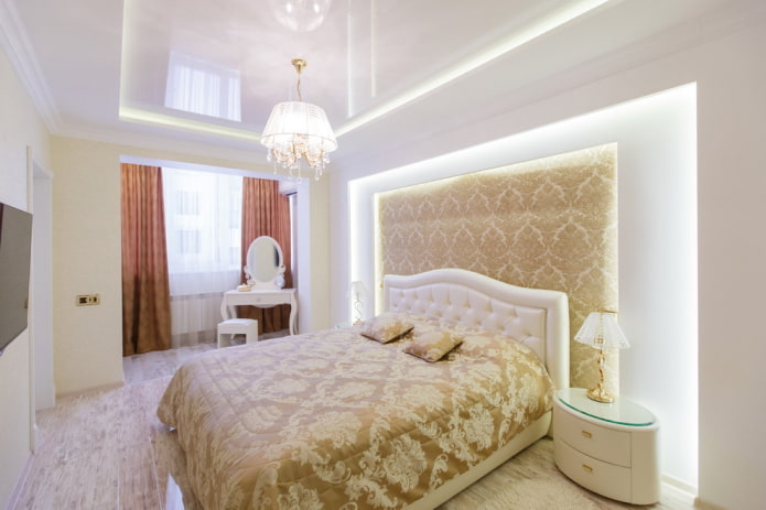 interior de dormitorio blanco y beige