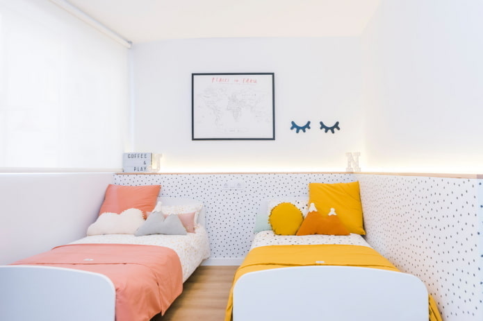 diseño de un pequeño dormitorio para niños de diferentes sexos