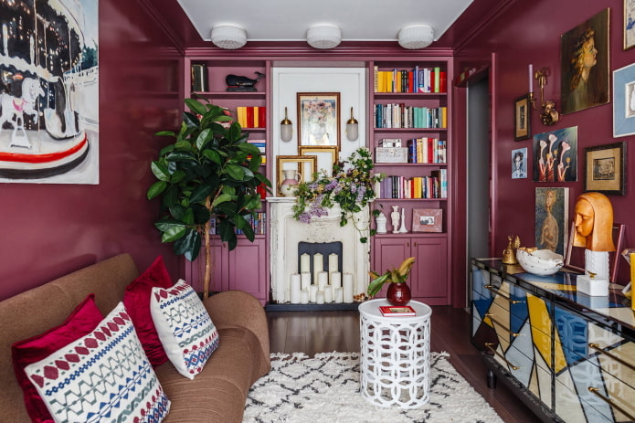 Burgundy shelving