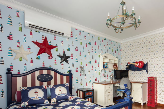 diseño de un dormitorio infantil en estilo marinero