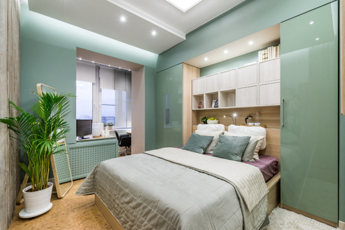 dormitorio verde en estilo moderno