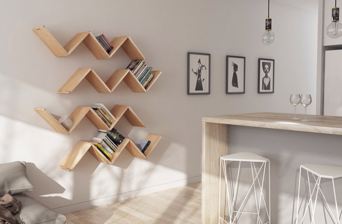 zigzag wall shelves sa interior