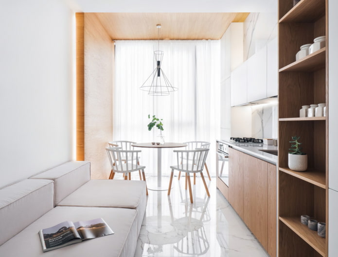 interior de una pequeña cocina-sala de estar