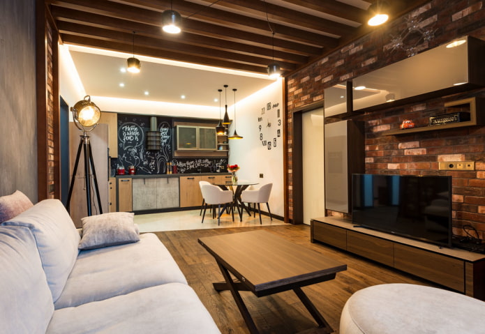 organización de la luz en el interior de la cocina-salón