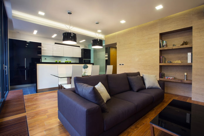 organización de la luz en el interior de la cocina-salón