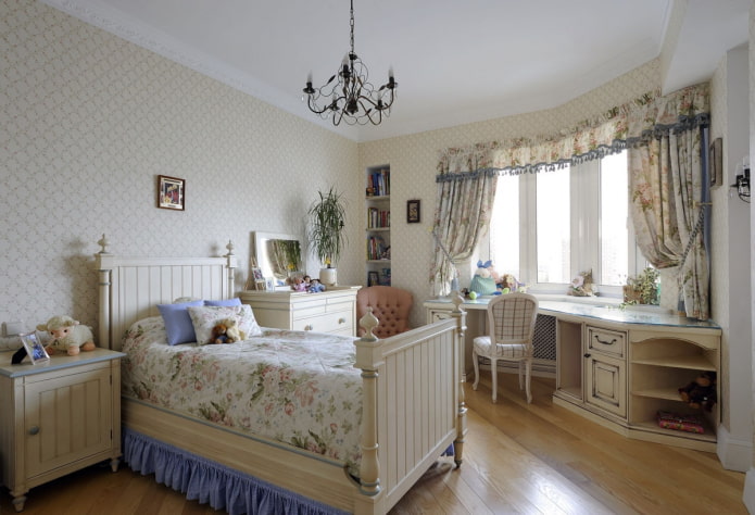 muebles en el interior de un dormitorio infantil al estilo de la Provenza