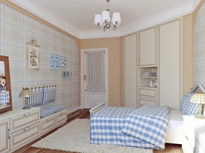 dormitorio para un niño al estilo de la provenza