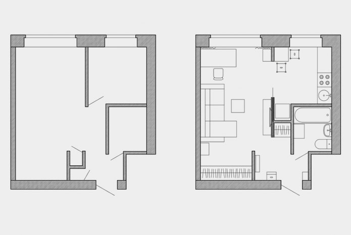 remodelación de un apartamento de una habitación en Jruschov