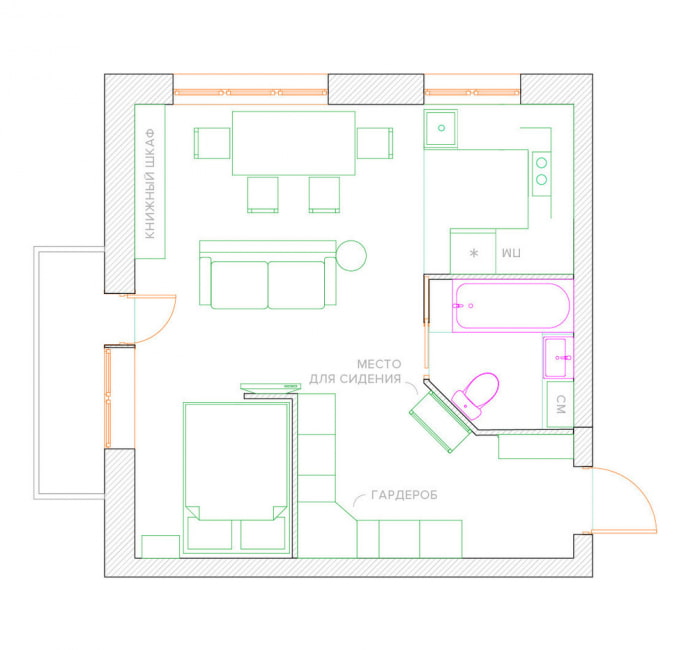 remodelación de un apartamento de una habitación en Jruschov