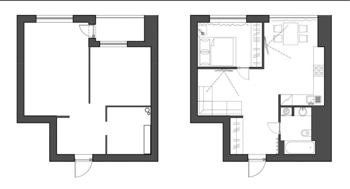 remodelación de un apartamento de una habitación en Jruschov