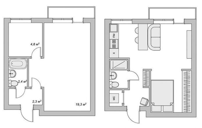 remodelación de un apartamento de una habitación en Jruschov