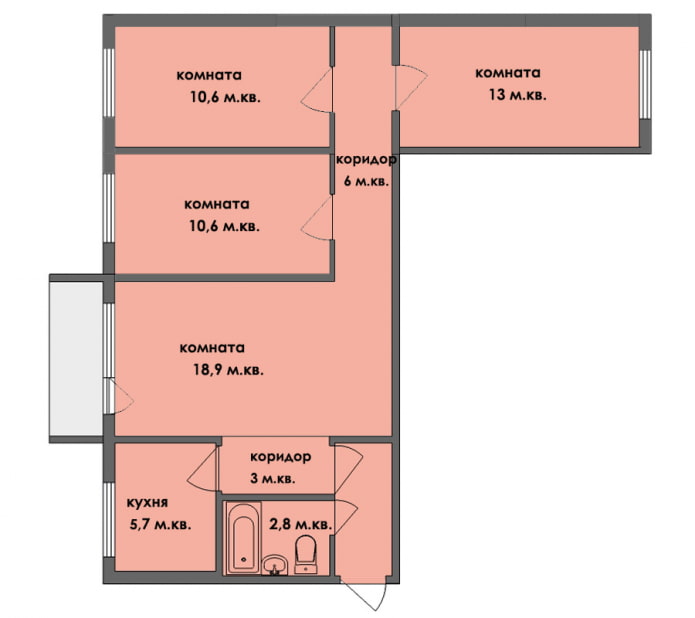 remodelación de un apartamento de cuatro habitaciones en Jruschov