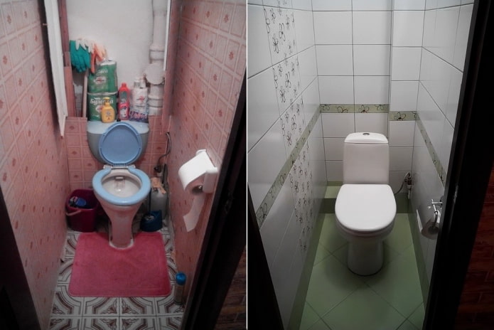 Mga larawan bago at pagkatapos ng pag-aayos ng banyo