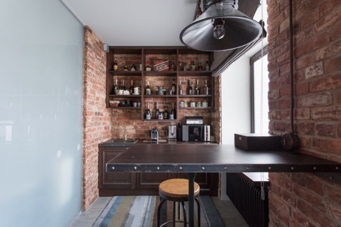 diseño de cocina estilo loft en Khrushchev