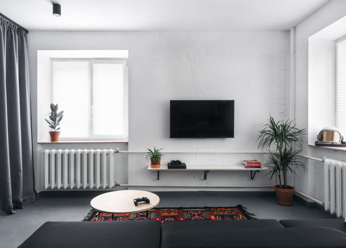 interior de la sala de estar estilo loft blanco