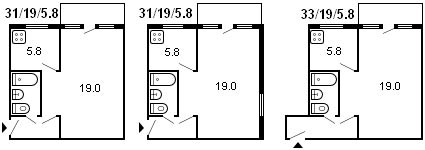 diseño de Jruschov de 1 habitación, serie 464