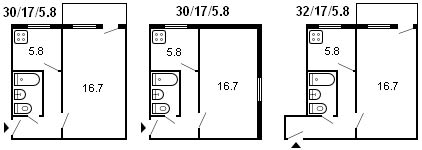 layout ng 1-silid Khrushchev, serye 434, 1961