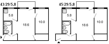 diseño de un Jruschov de 2 habitaciones, serie 434, 1958