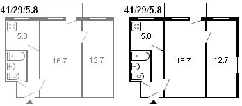 diseño de un Jruschov de 2 habitaciones, serie 434, 1961