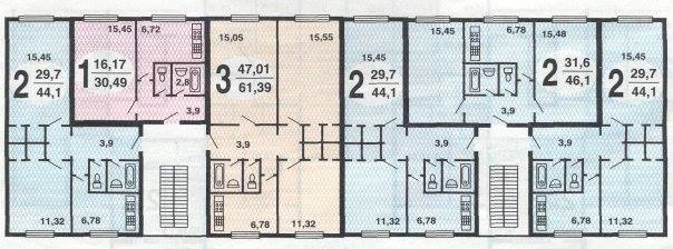 plano ng isang tipikal na palapag ng isang bahay ng seryeng K-7