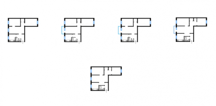 diseños de apartamentos de 3 habitaciones en la serie de edificios 438