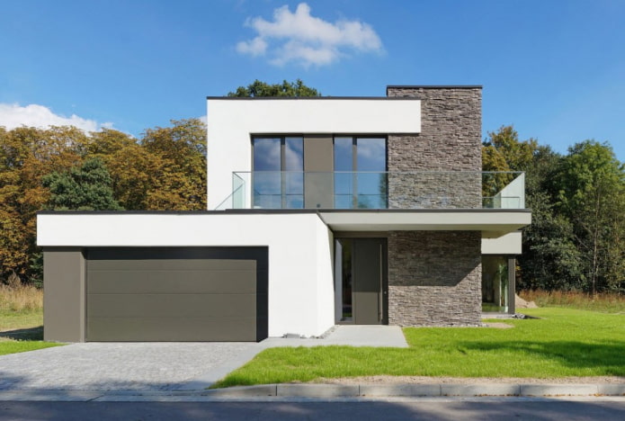 high-tech na flat roof house