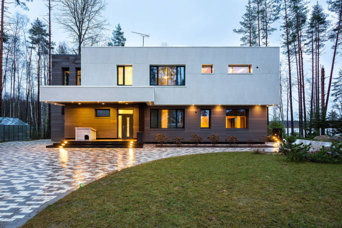 high-tech na flat roof house