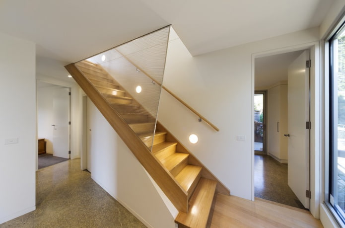 escalera con apliques de pared en la casa