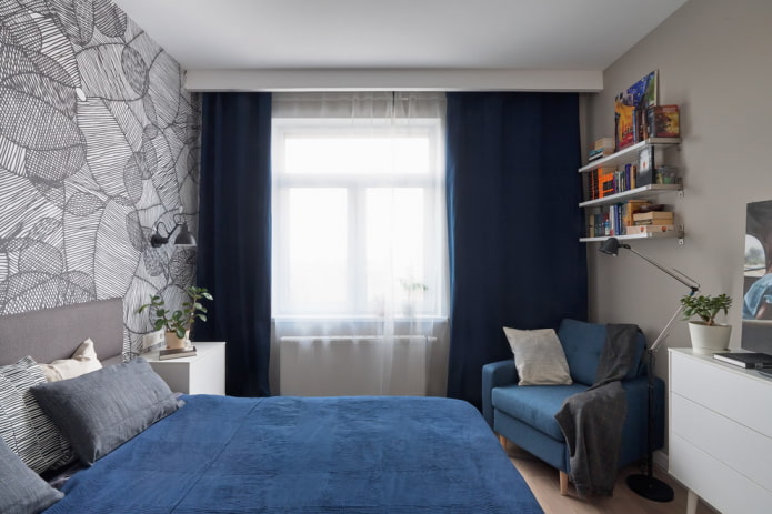 diseño de dormitorio azul grisáceo