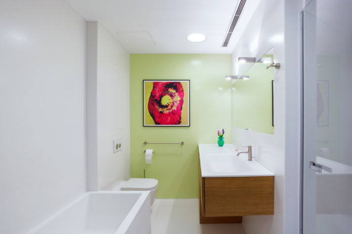 Decoración e iluminación en el baño al estilo minimalista.