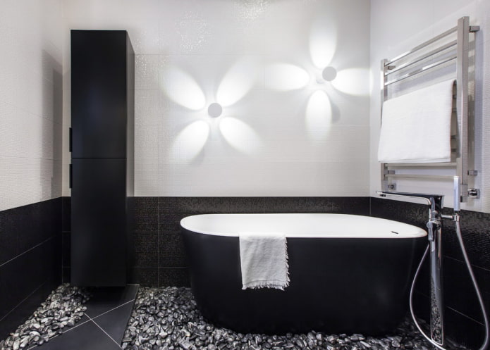 Decoración e iluminación en el baño al estilo minimalista.