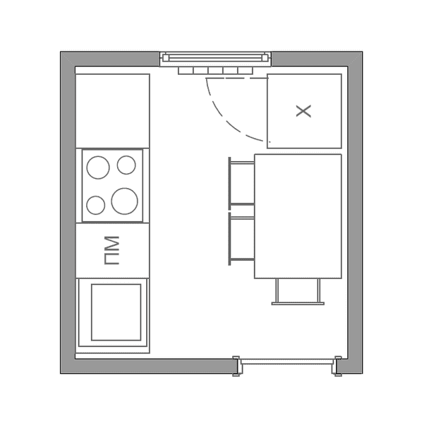 layout ng kusina na may sukat na 5 sq m