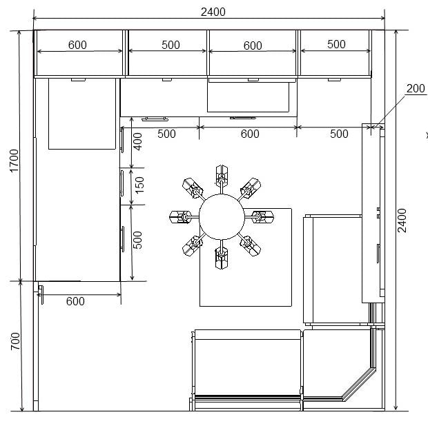 diagram ng kusina na may sofa