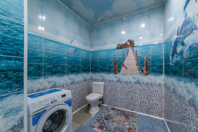 paneles con impresión fotográfica en el baño