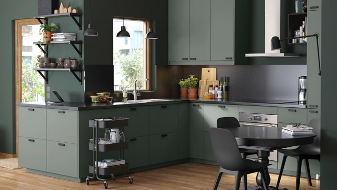 cocina gris-verde