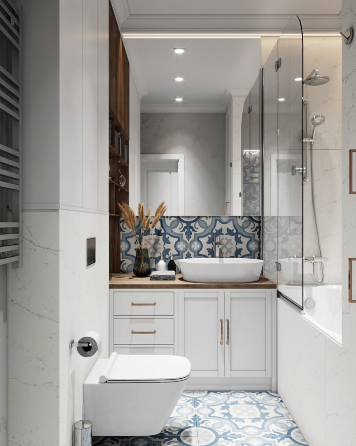 azulejos de baño azul