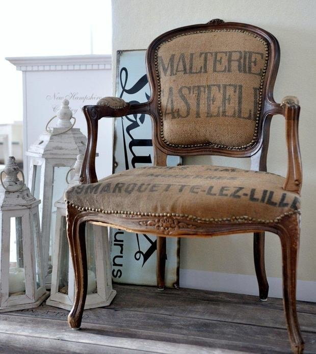 burlap armchair