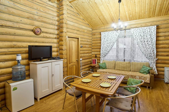 Cortinas en el comedor campestre