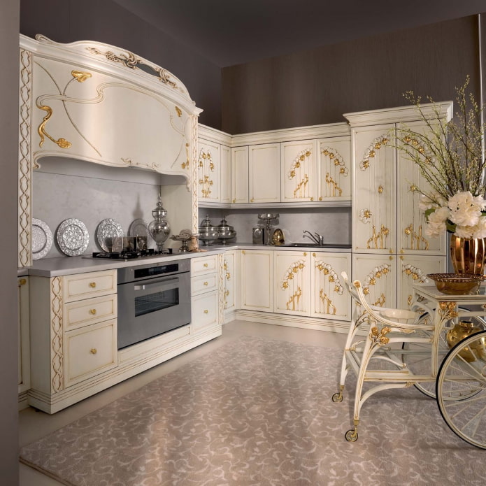 juego de cocina con estampado floral