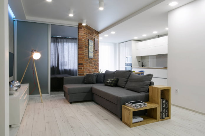 Apartamento de un dormitorio al estilo del minimalismo.