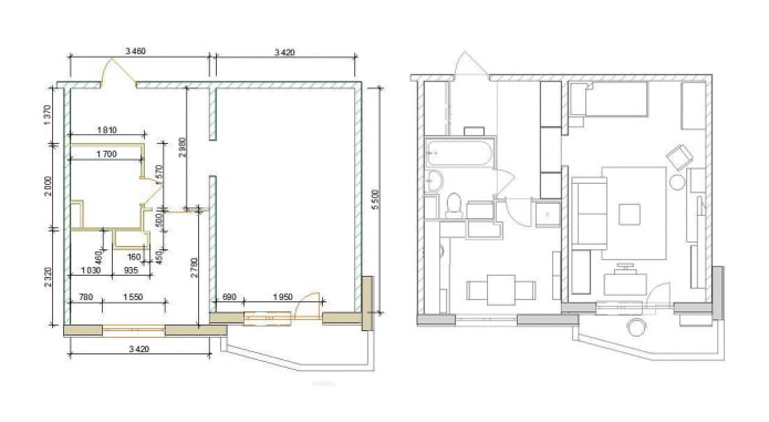 Disposición de un apartamento serie p-44