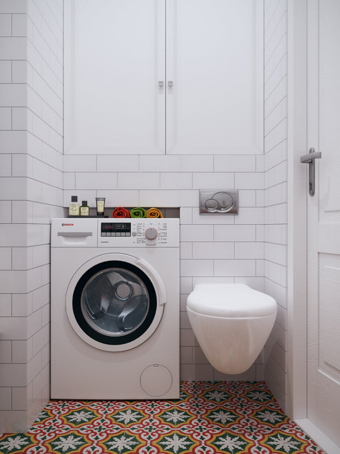 Toilet at washing machine