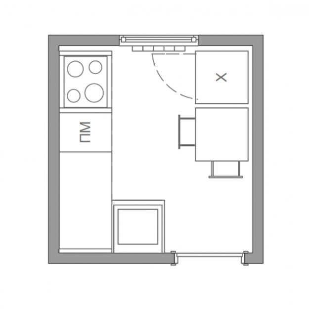 distribución de la cocina 4 metros cuadrados